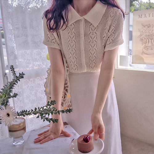 夏季甜美海豹 Enkara 精致刺绣衬衫 [尺码：F(55~66)]