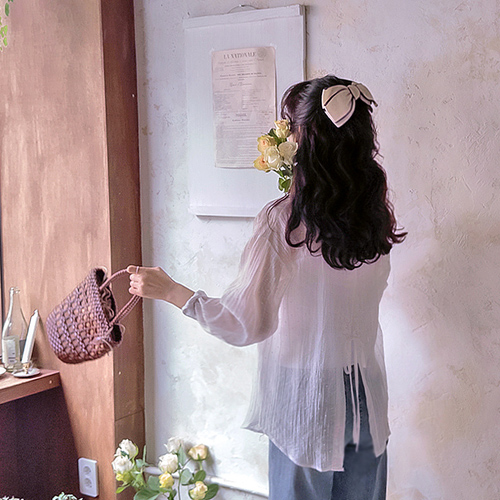 夏季圆点可爱后开衩修身女式衬衫 [尺码：F(55~66)]