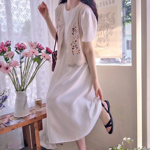 Shuzek 夏季清凉飘逸修身系腰半身裙 [尺码：F(55~66)]