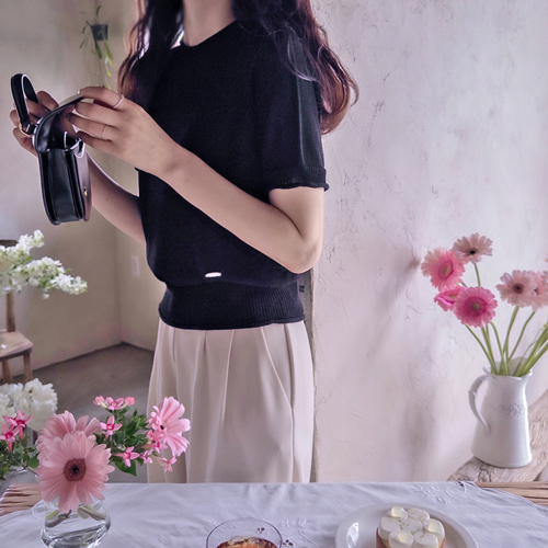 夏季吊坠卷边清凉整衣奢华针织衫 [尺码：F(55~66)] 