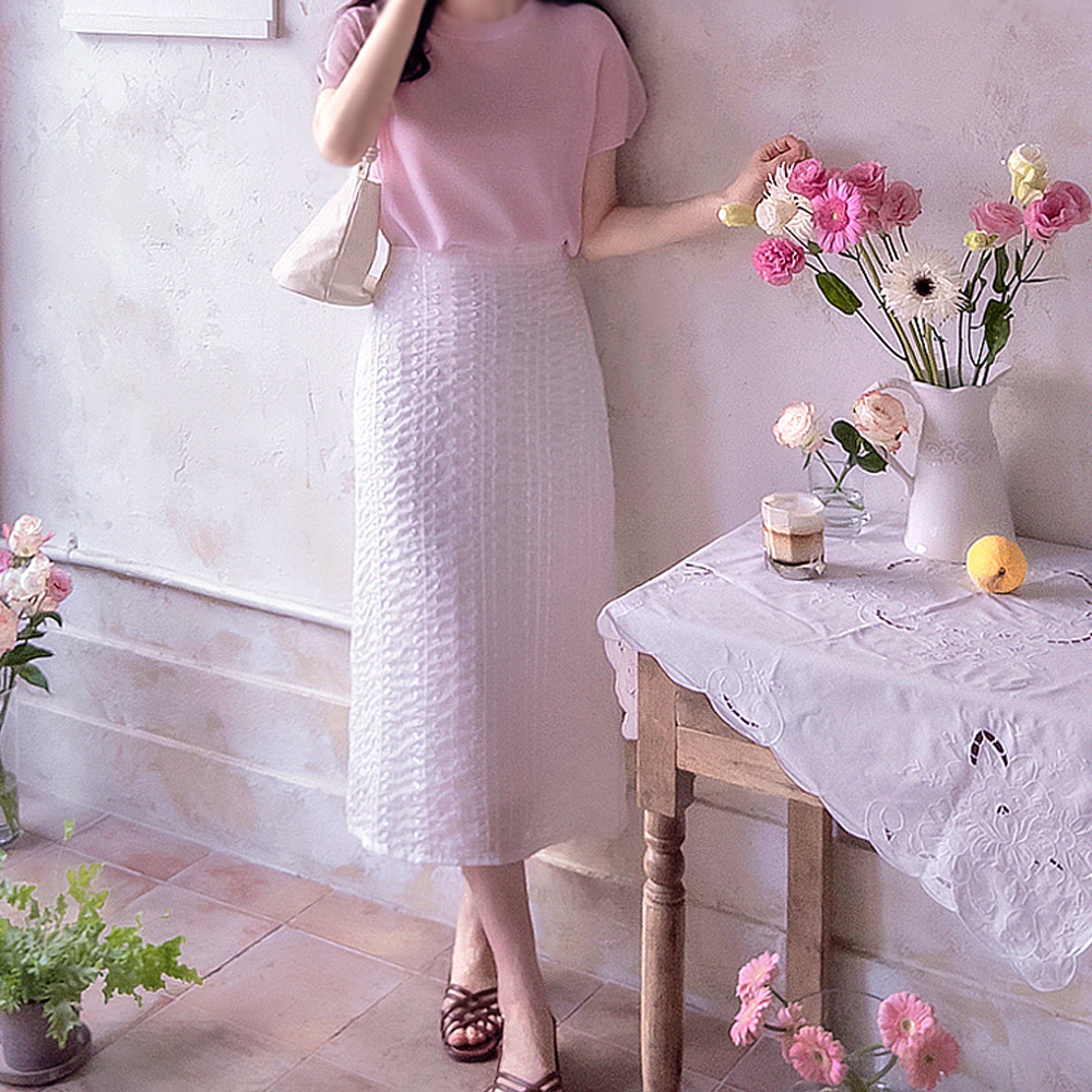 【新品特惠 15% 折扣】 <FONT color=#5a3954>MADE LIN</font>夏季 3D 立体半身裙，免烫，超级舒适，清爽飘逸 [尺码：F，L]