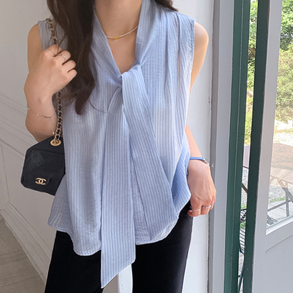 Melo领带条纹无袖夏季女装【尺寸：F(55~66)】