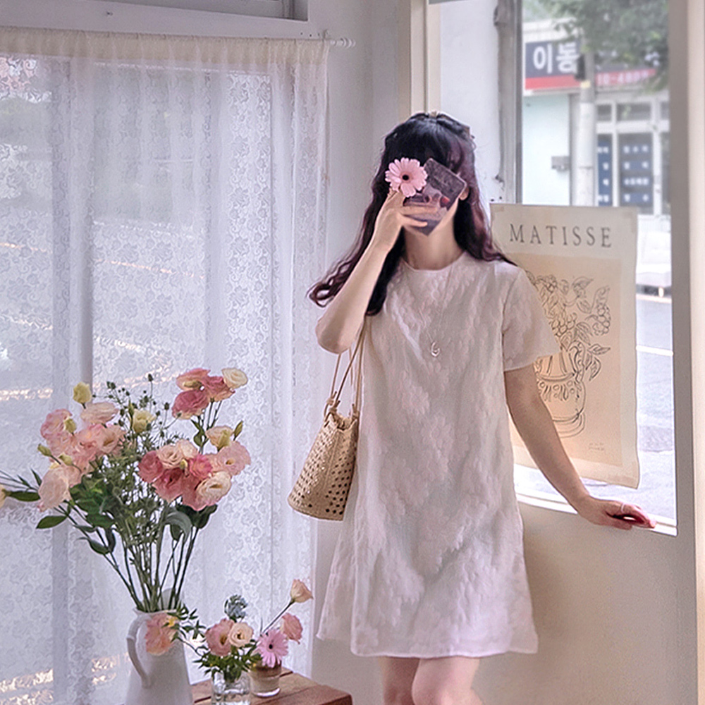 Lawrence 3D 立体花卉图案夏季修身半身裙 [尺码：F(55~66)]