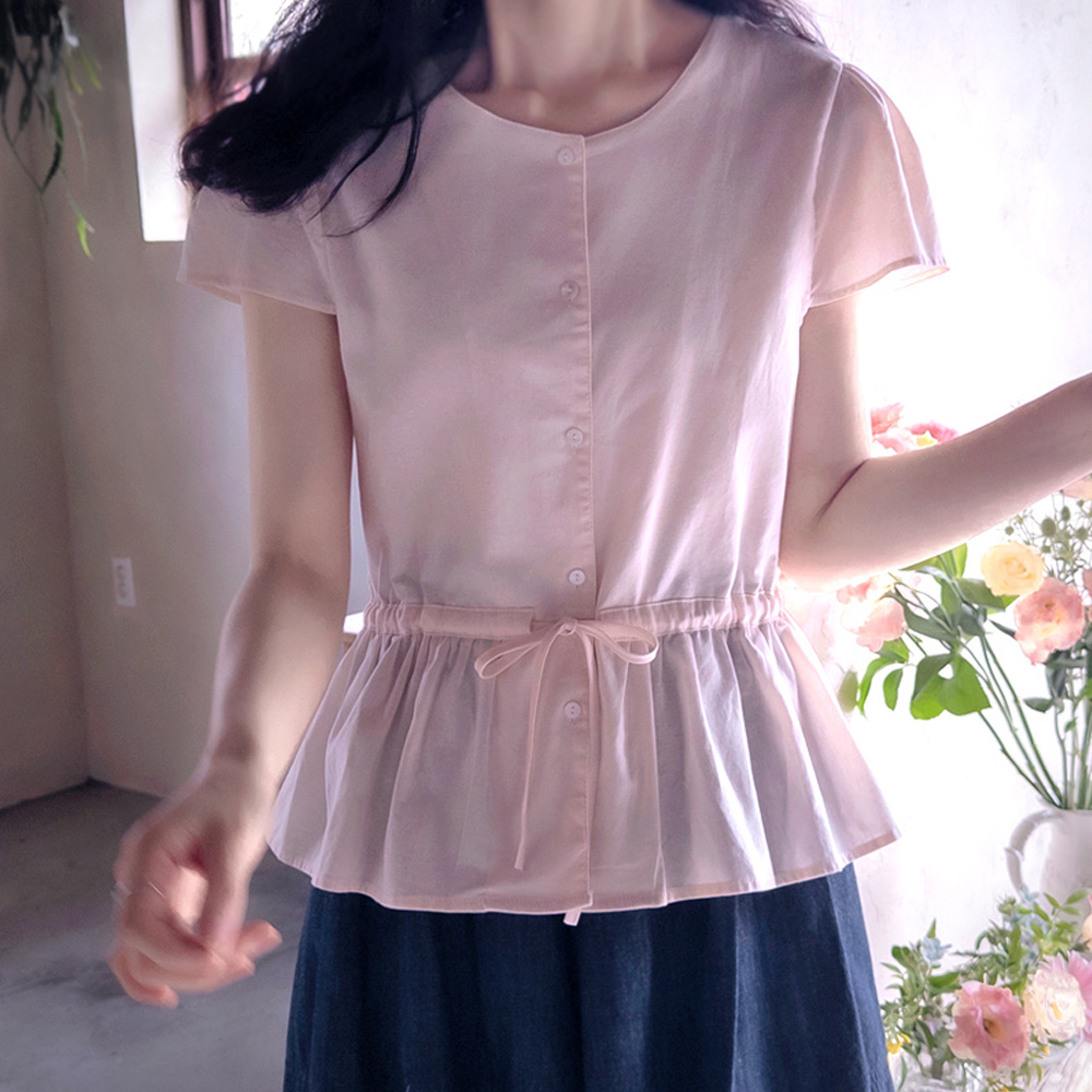 Grami 夏季清凉腰带优雅女式衬衫 [尺码：F(55~66)]