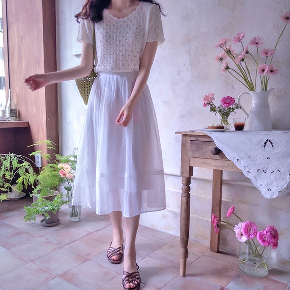 Stua 夏季独家美线飘逸束腰半身裙 [尺码：F(55~66)]