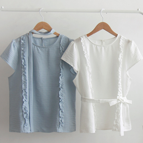 【特价30%★数量有限】Jersha Ring 夏季清凉系带优雅女式上衣【尺码：F(55~66)】