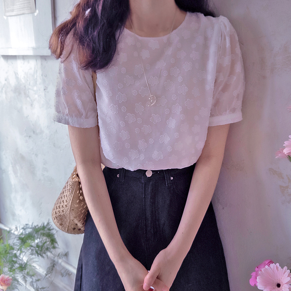 Klats 3D 立体花卉图案清凉免烫女式衬衫 [尺码：F(55~66)]
