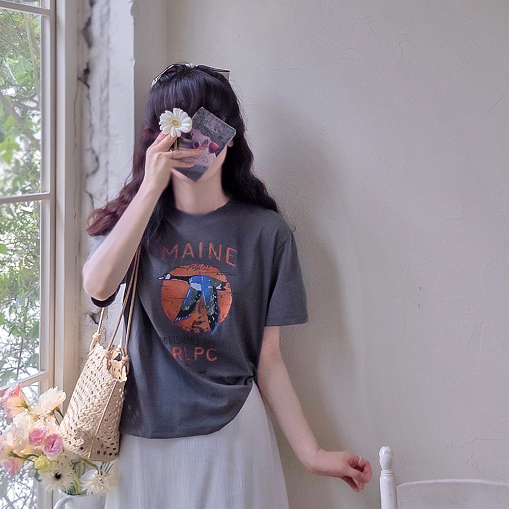 Annbird 数码印花品牌水洗舒适秋季色彩T恤 [尺码：F(55~66)]