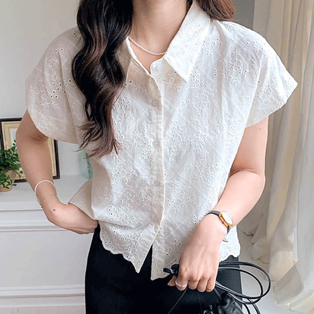 西安刺绣短袖女式上衣 [尺码：F(55~66)]