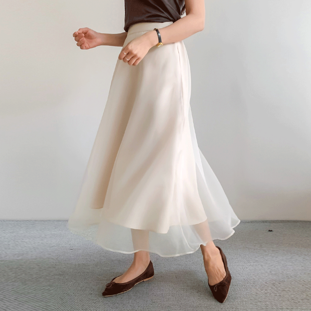 Sylvia No-myeong Organza Hong Kong/喇叭裙裙[尺码:F(55~66)]