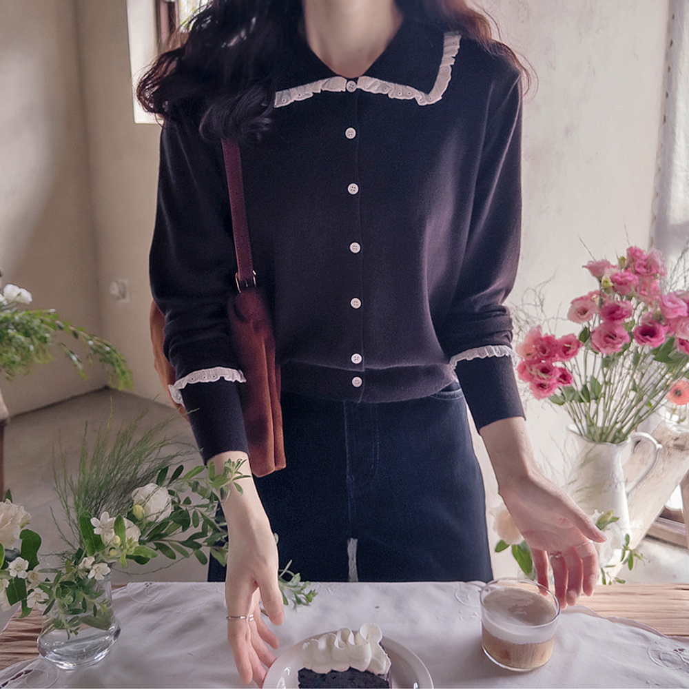Jenifel蕾丝领柔软氨纶可爱衬衫 [尺码：F(55~66)]