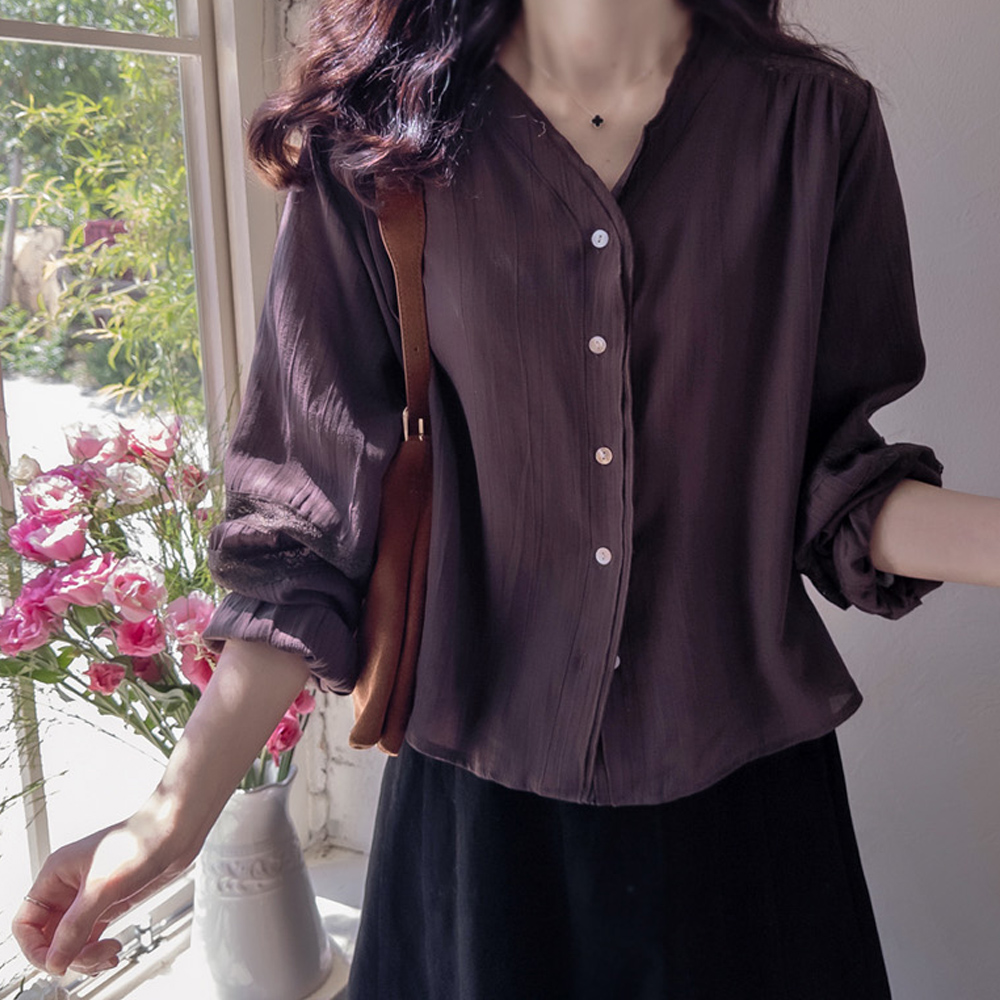 County Silk 双层真丝尖领修身女式衬衫 [尺码：F(55~66)]