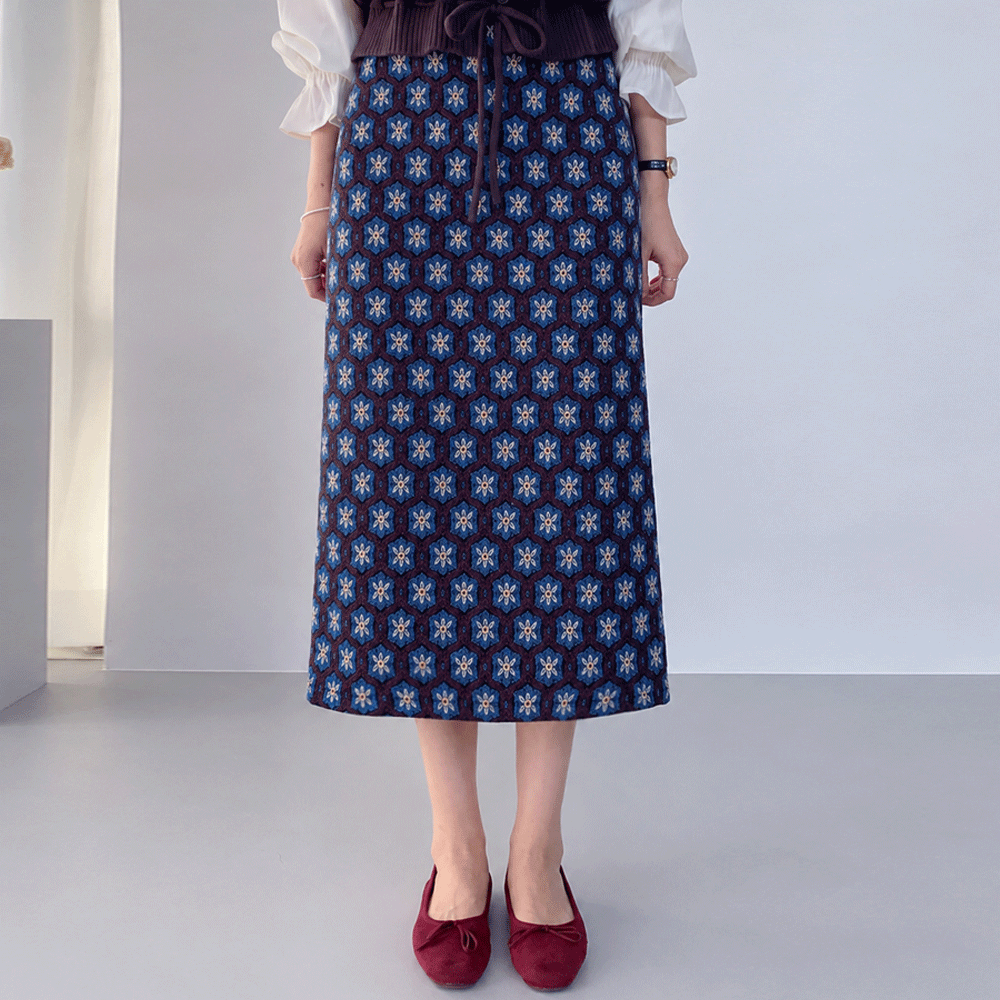 【LABEL】Objet 提花 H 字裙 [尺码：F(55~66.5)]