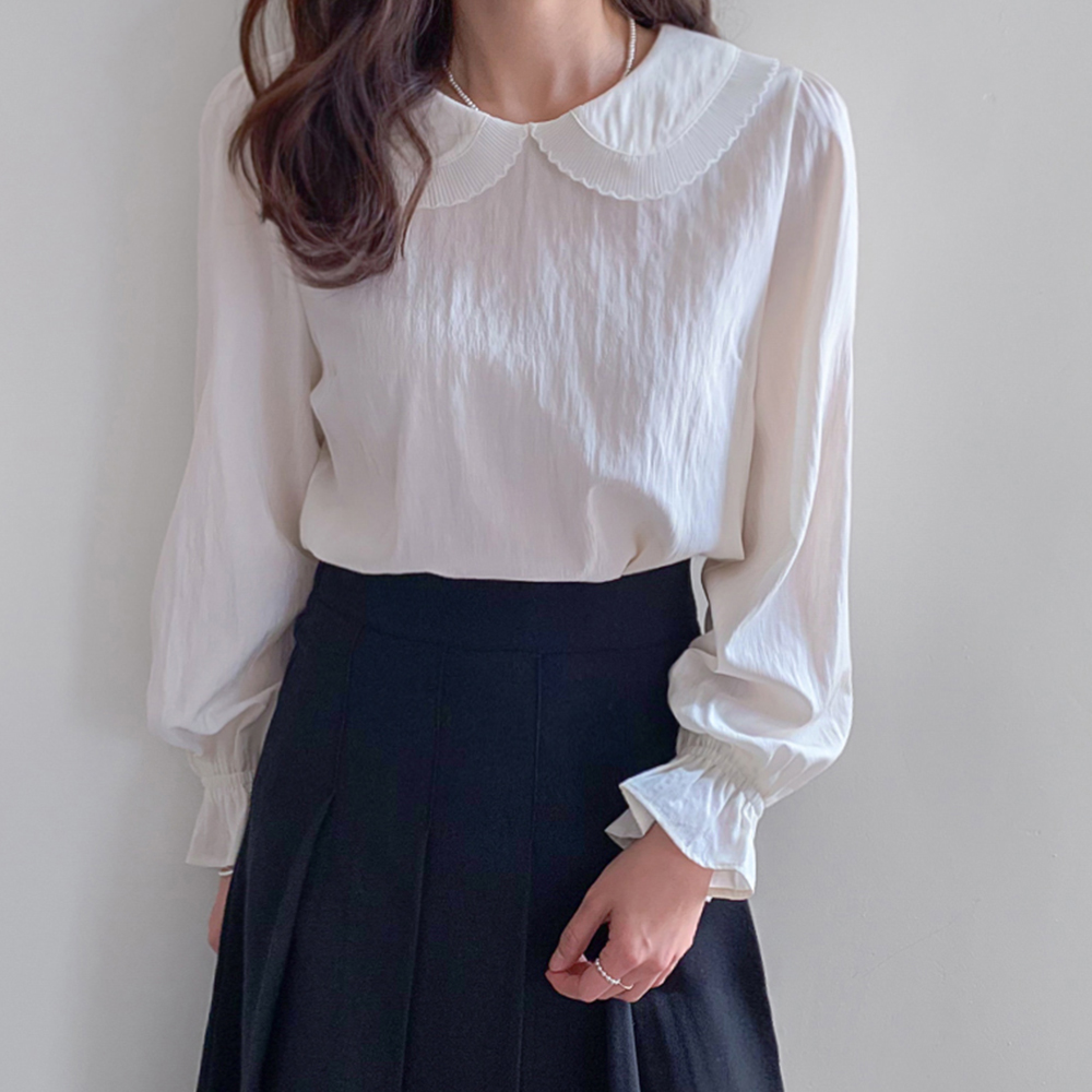 【新品特惠 16% 折扣】MADE LIN Oliver 可爱圆领褶皱女式衬衫【尺码：F、L】