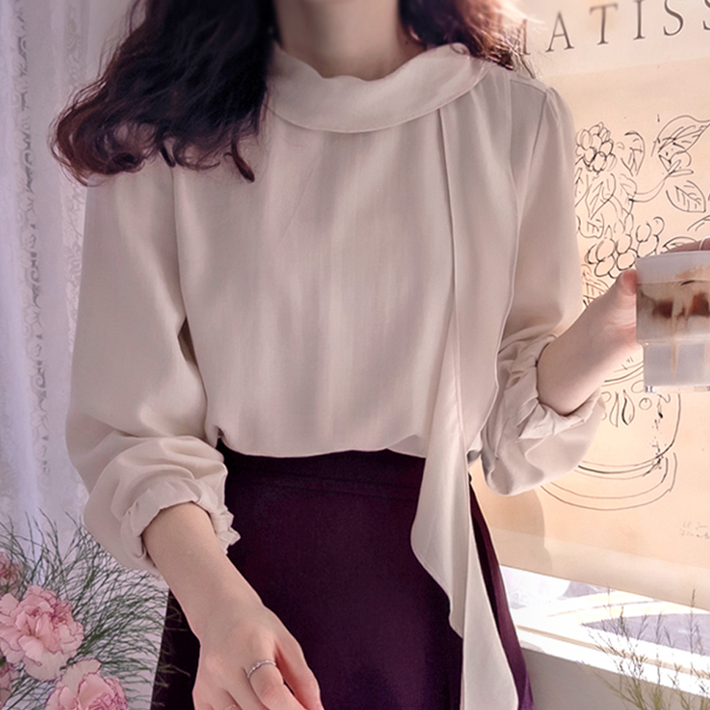 Ronise 围巾领秋季天丝可爱女式衬衫 [尺码：F(55~66)]
