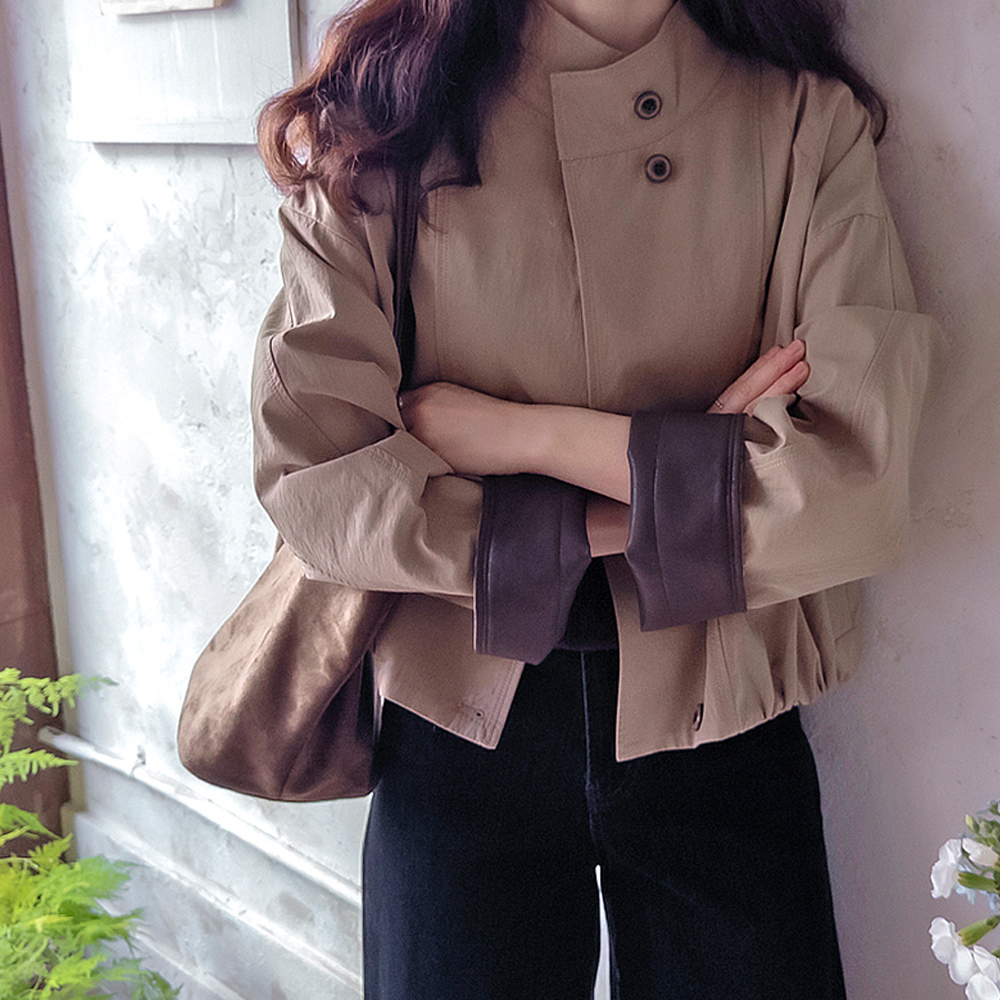 Parish 皮革袖撞色结实耐用弹性高级服装 [尺码：F(55~77)]