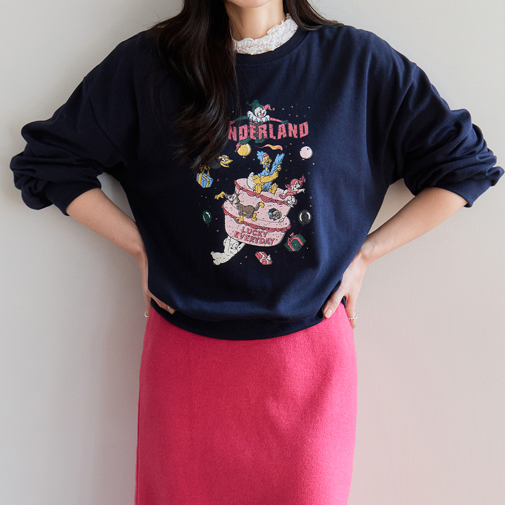 Wonderland 印花宽松运动衫 [size:F(55~66)]