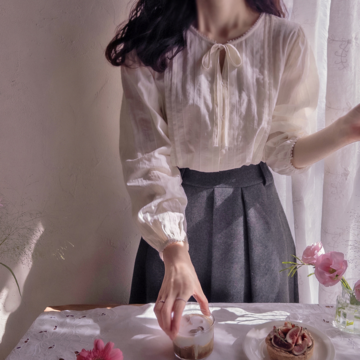 Kagura Touch Prena 细条纹图案可爱女童衬衫 [尺码：F(55~66)]