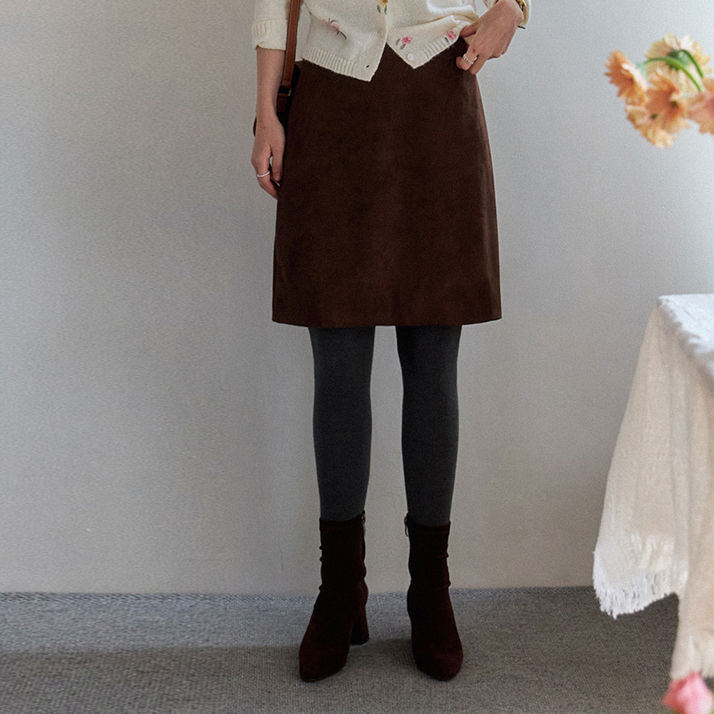 Marine 翻毛皮 A 线条中长裙 [size:M,L]