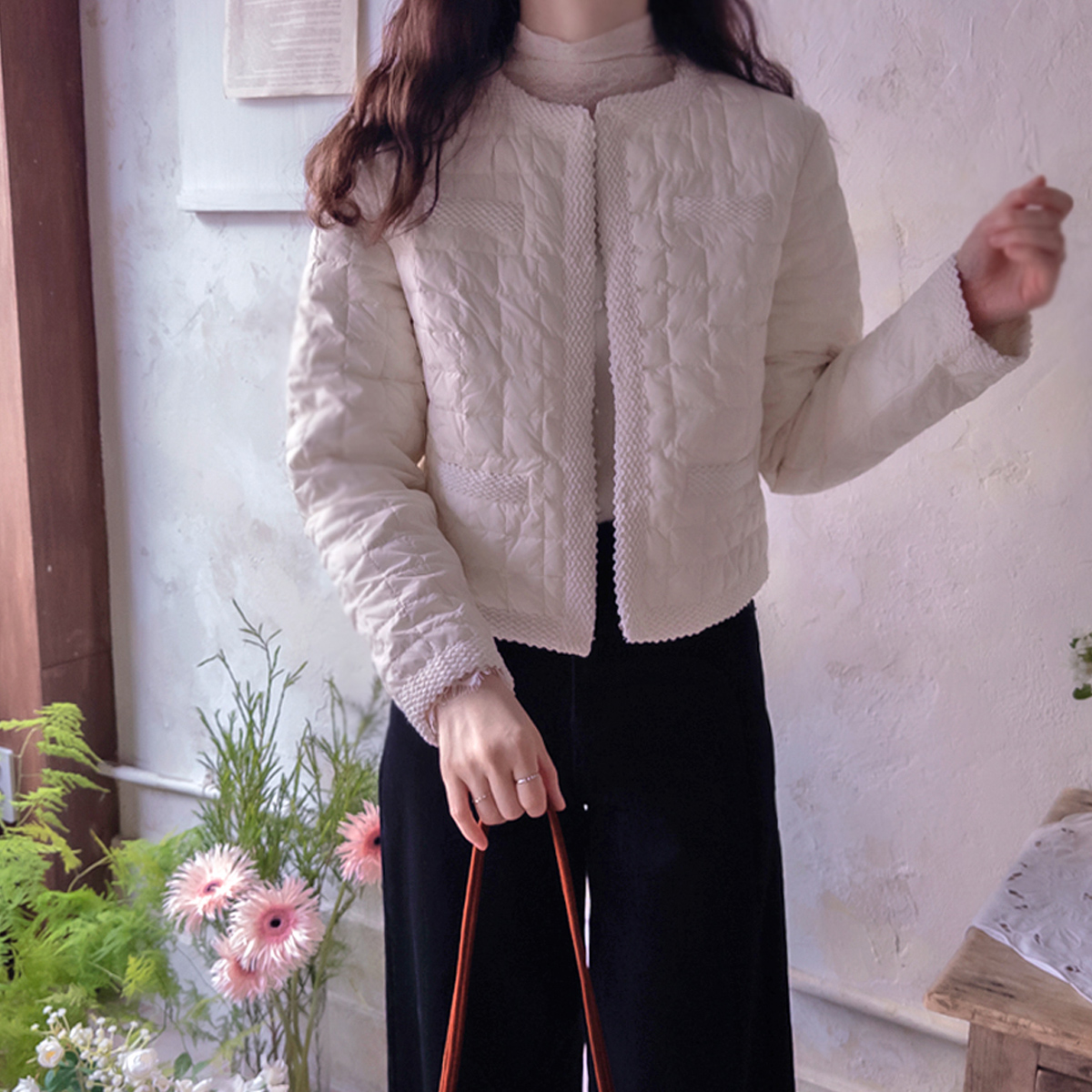 Croyson 粗纺保暖羽绒方格图案羽毛服装 [尺码：F(55~66)]