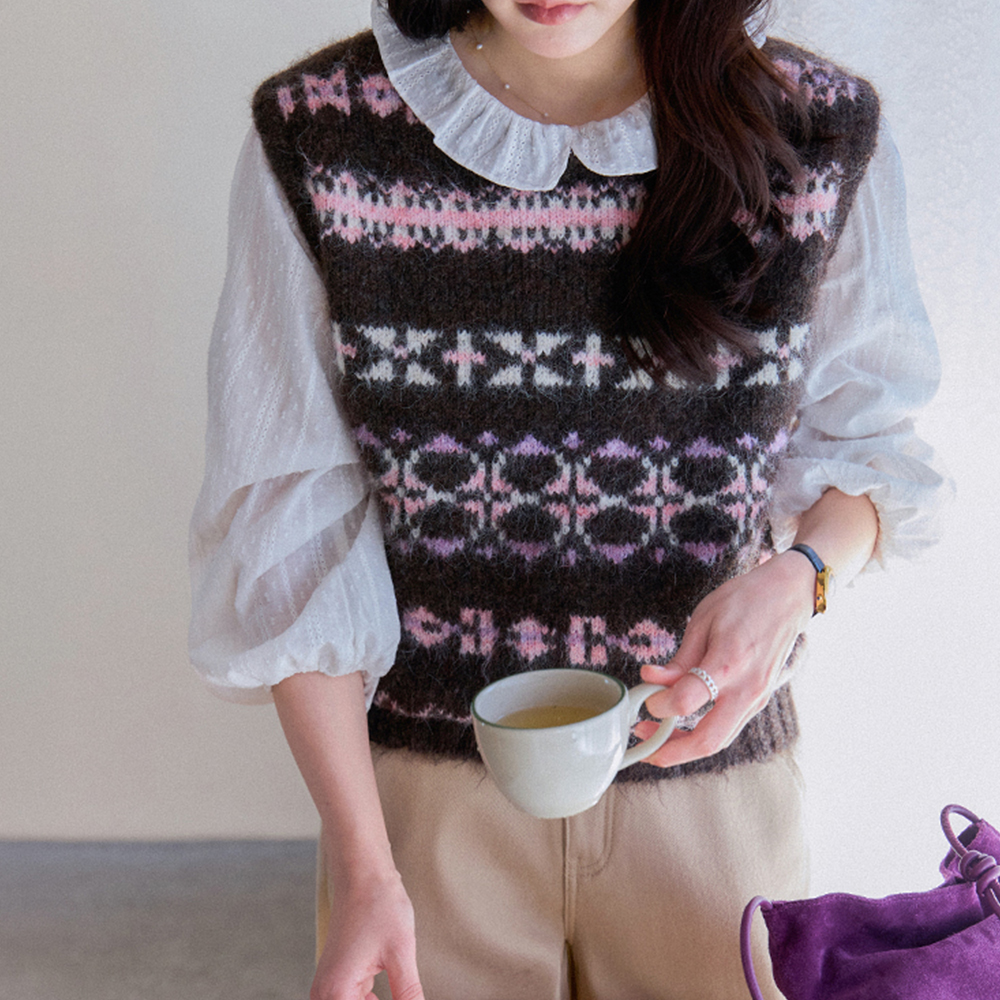 Amélie Fair Isle Cozy Needle Coat Horse Armor [size:F(55~66)]