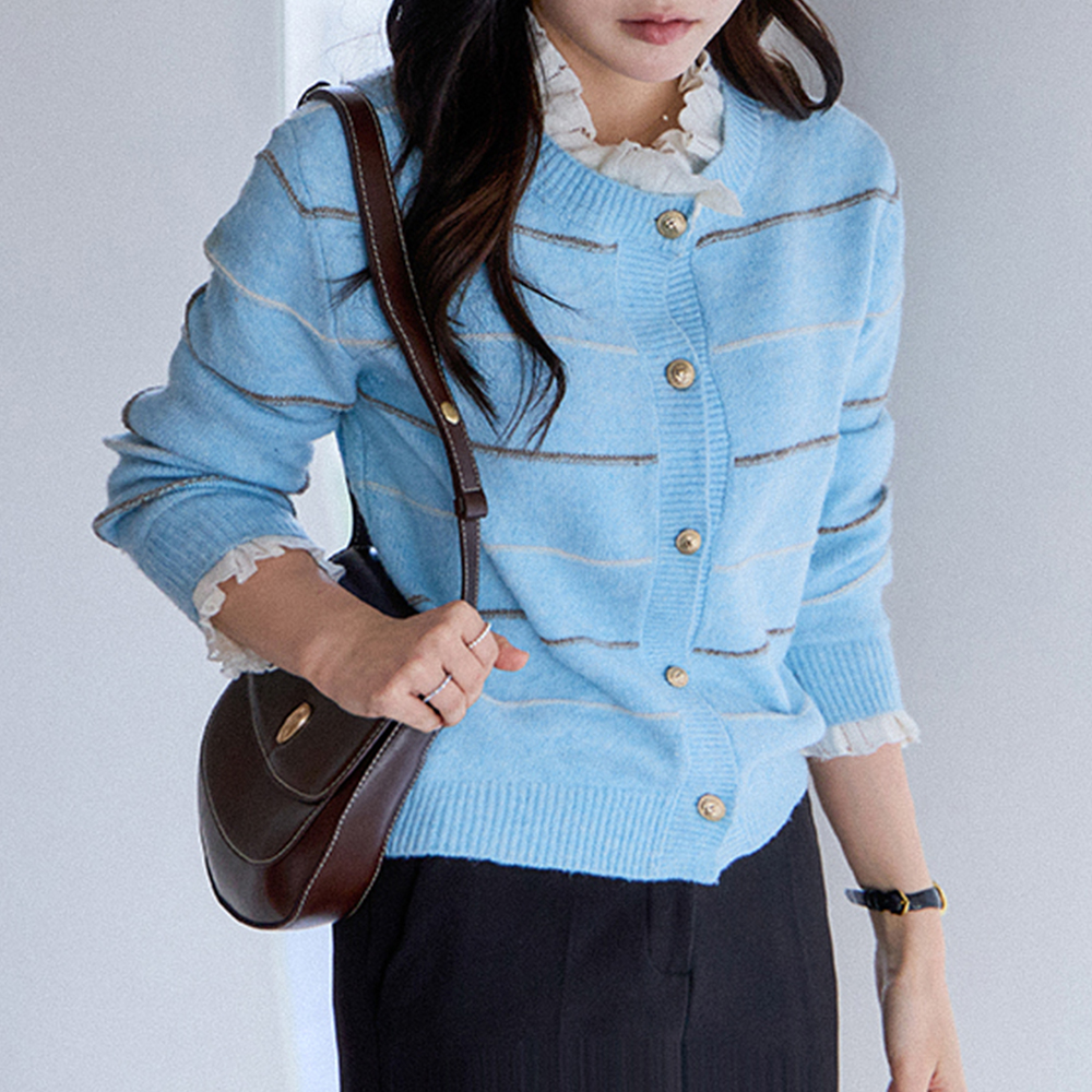 MADE LIN Daliio 条纹褶皱羊毛混纺衬衫 [尺码：F(55~66)]