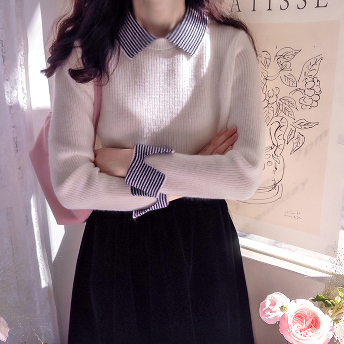 Kirsten 领分层柔软针织衫 [size:F(55~66)]