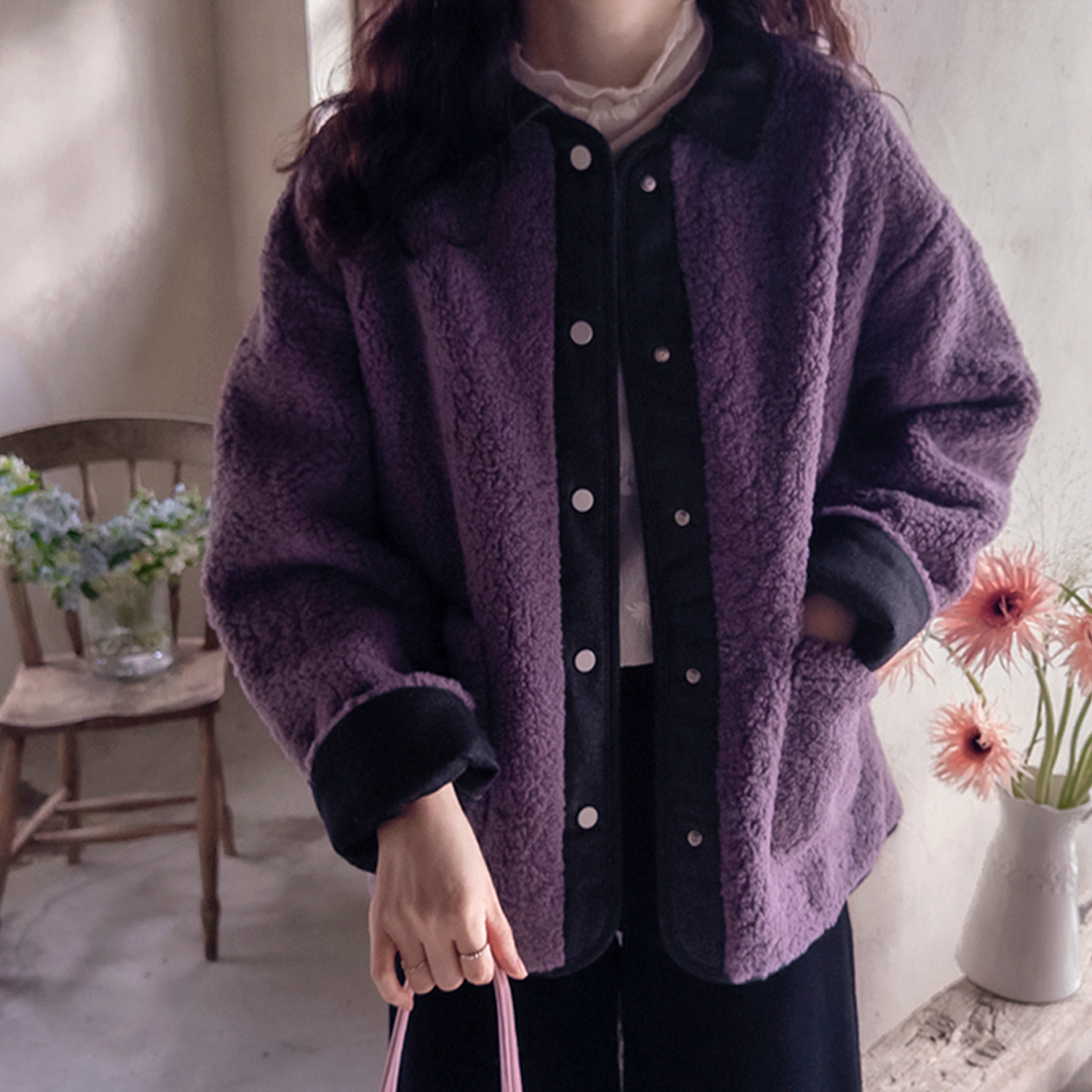 Brandy Denim 撞色暖软毛紫色野马 [尺码：F(55~66)]