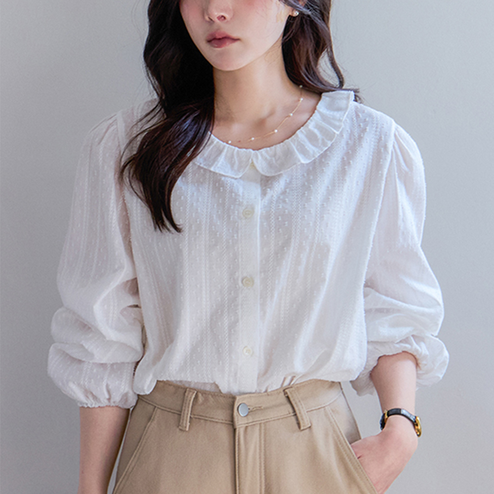 MADE LIN 柏林条纹蕾丝褶皱女装 [size:F(55~66)]